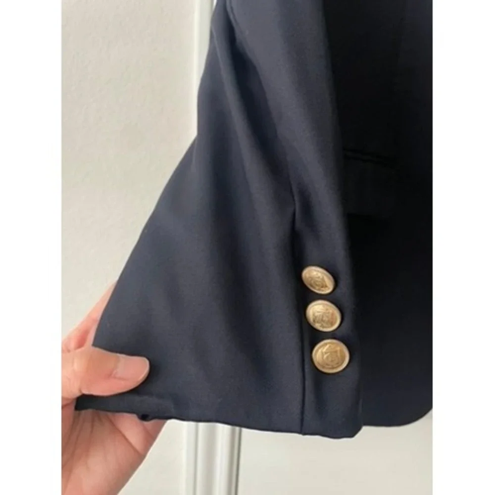 Culwell & Son Mens Gray Black 100% Wool Blazer Gold Crest Buttons 16H